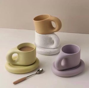 Chunky Ceramic Coffee Cup Scandinavian Large Handle Coffee Mug