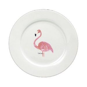 Custom Printing Flamingo Round Shaped Ceramic Dinner Plate