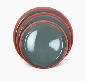 Color Glazed Round Shaped Terracotta Plate Dinnerware Tableware